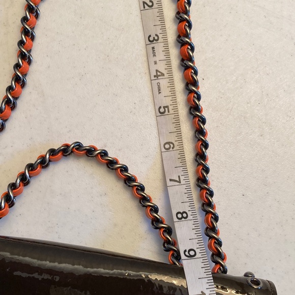 Moschino Chic Patent Chocolate & Orange Mini Bag - Picture 11 of 12